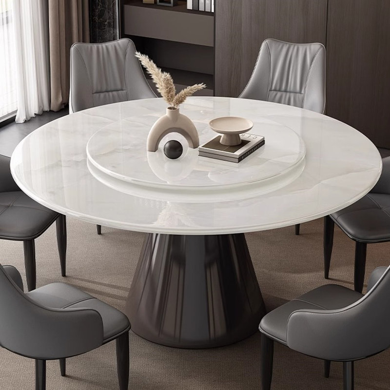 Light Luxury Modern Marble Round Dining Table, 29.52"H x 53.14"L x 53.14"W