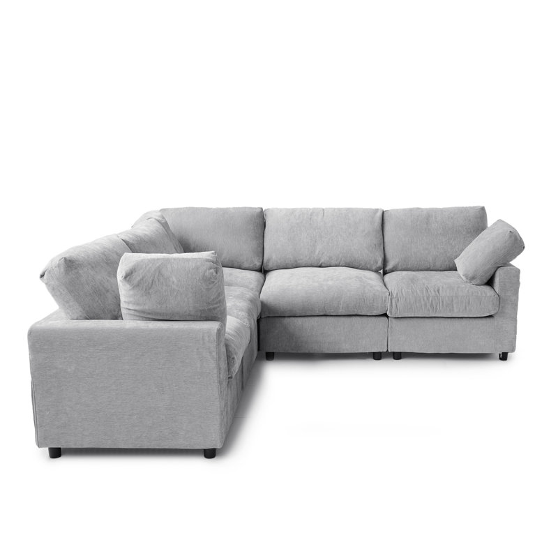 Kessi 5-piece Slipcovered Sectional, Light Gray