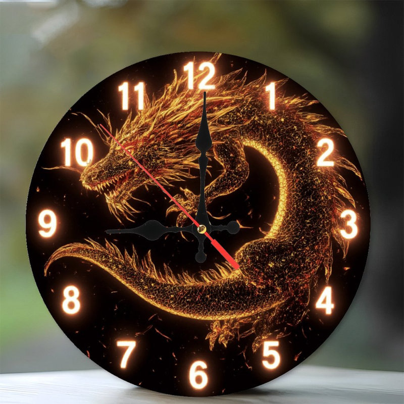 Horloge à chiffres lumineux avec dragon