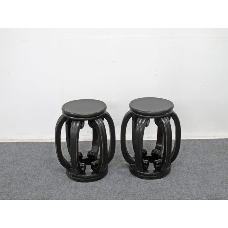 Asian Classic Solid Wood End Table Set