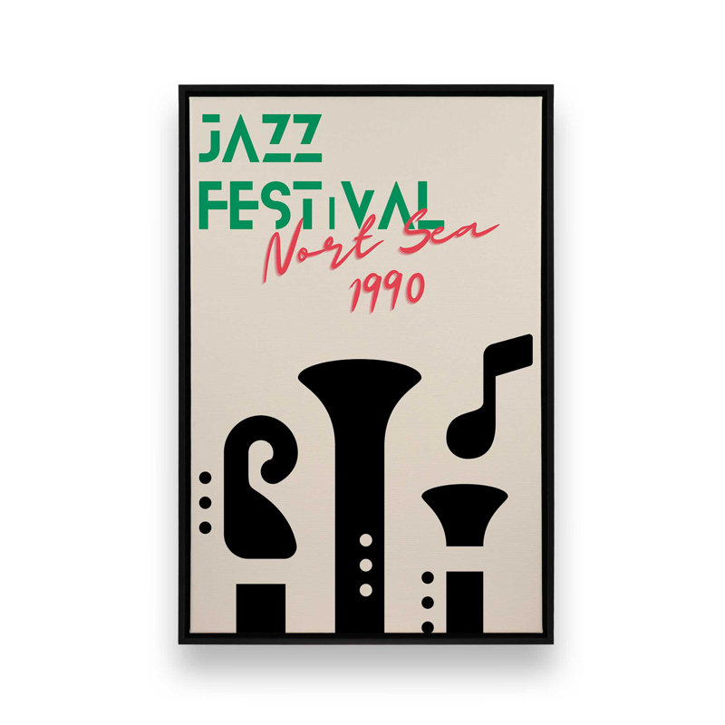 Jazz Festival 1990, reproduction d'art sur toile encadrée, H 48,75 po x l 32,75 po, Noir satiné