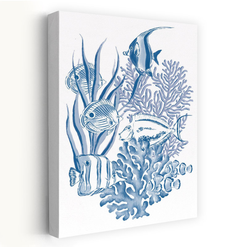Joli poisson abstrait, art contemporain océan côtier, H 60 po x l 40 po