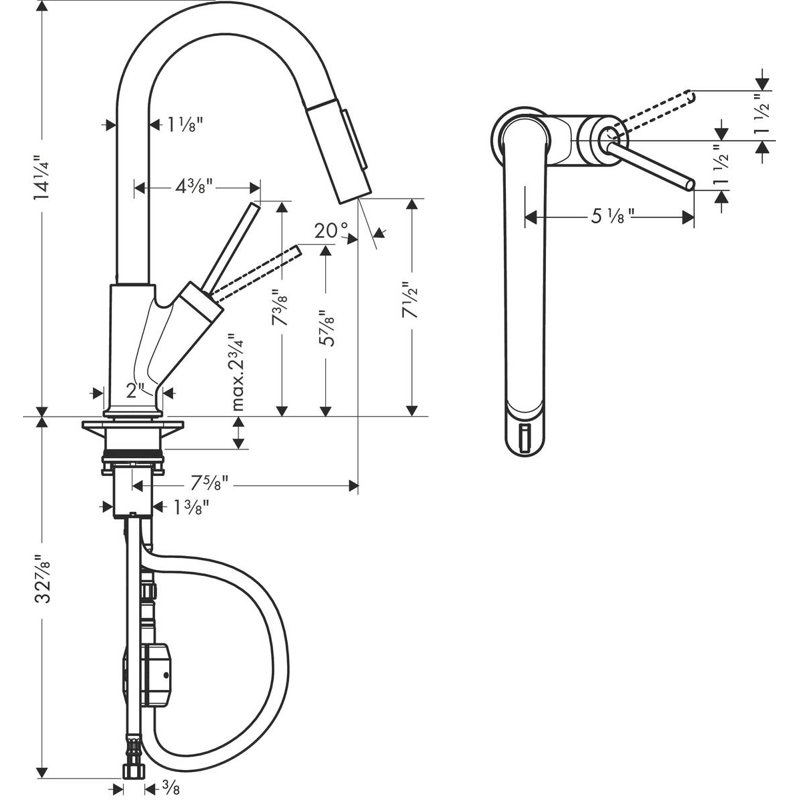 AXOR Starck Single Handle Kitchen Faucet, Chrome