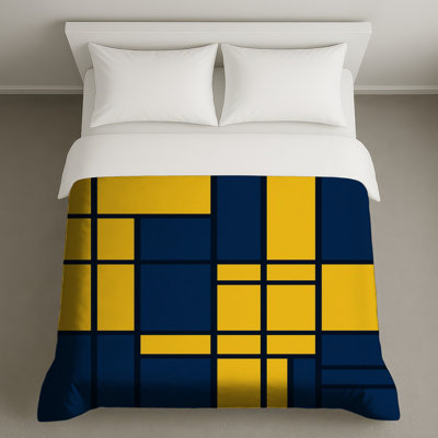 Housse de couette jaune et bleue
