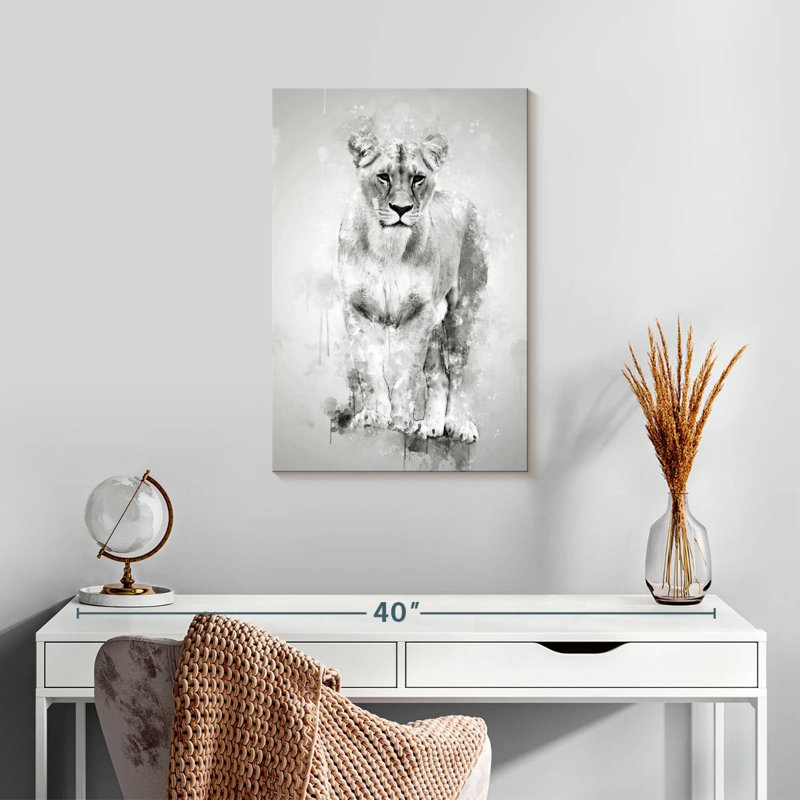 Brampt Lion Female Black And White, 24" H x 16" W