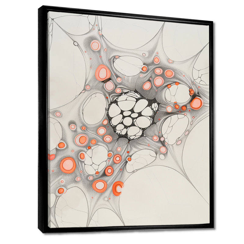 Encre, structures cellulaires rétro - impression murale abstraite, salon, H 20 po x l 12 po x P 1 po