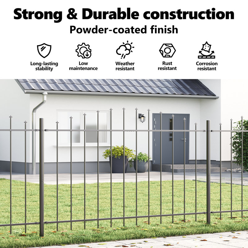 6 pièces de clôture de jardin en acier thermolaqué gris 66,93 x 74,80 vidaXL