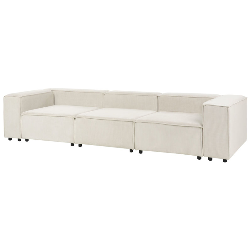 Aleecya 3 Seater Corduroy Sofa, White