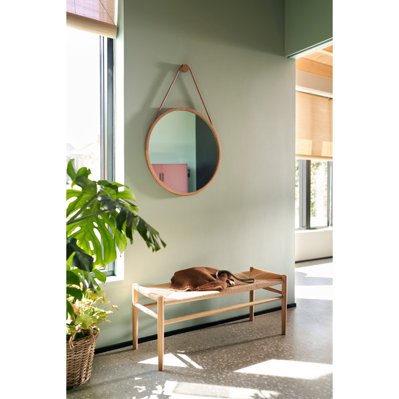 Mosso Round Solid Wood Mirror, Natural, 15.75" x 15.75"
