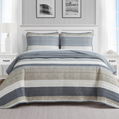 Nautica Ridgeport Stripe Cotton Reversible Quilt Set