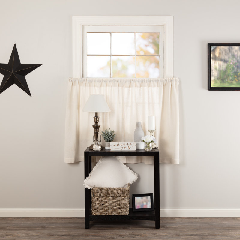 Rideau de café sur mesure en toile de jute Middlesbrough, l 72 po x L 36 po, Blanc antique