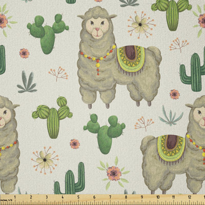 Deontre Llama and Cactus Plants Multi-Purpose Fabric