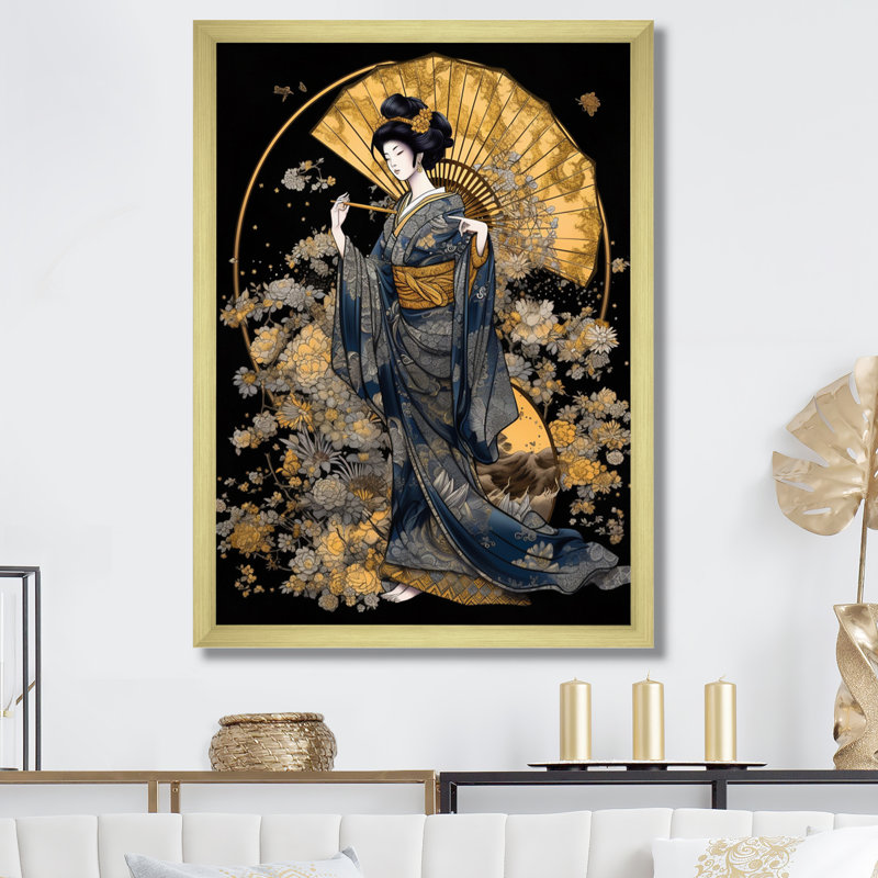 «Elegant Japanese Woman VI - Woman Japon», reproduction sur toile encadrée, H 44 po x l 34 po x P 1,5 po, Cadre flottant noir
