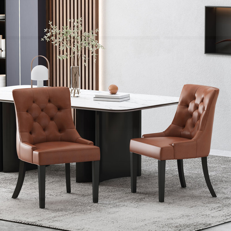 Chaises de salle à manger rembourrées Modern, 2, Brun clair