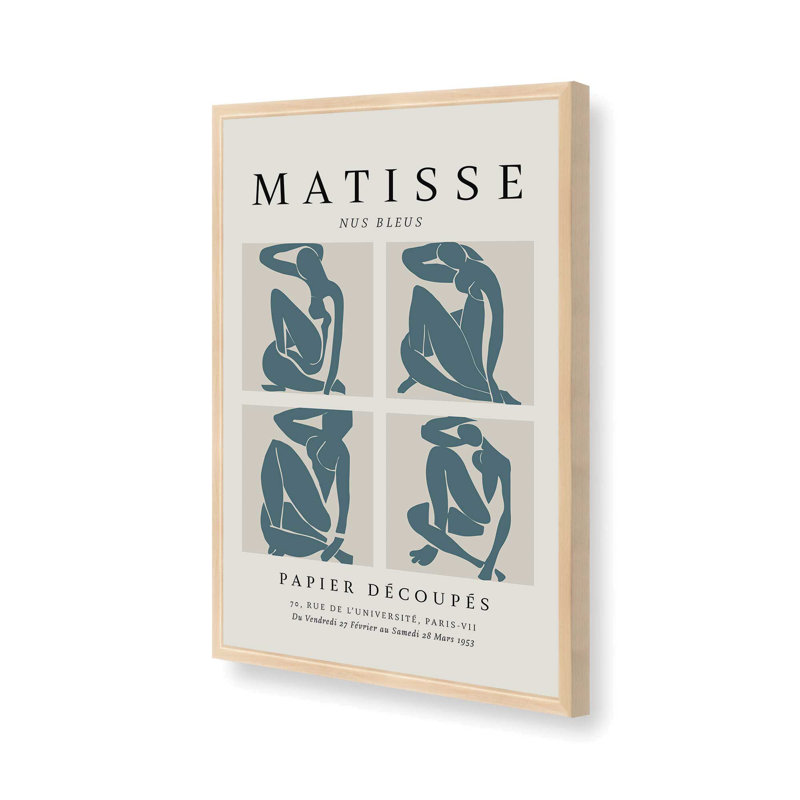 Nus Bleus Matisse Fine Art Poster v2, reproduction dans un cadre, H 17 po x l 13 po, Érable brut
