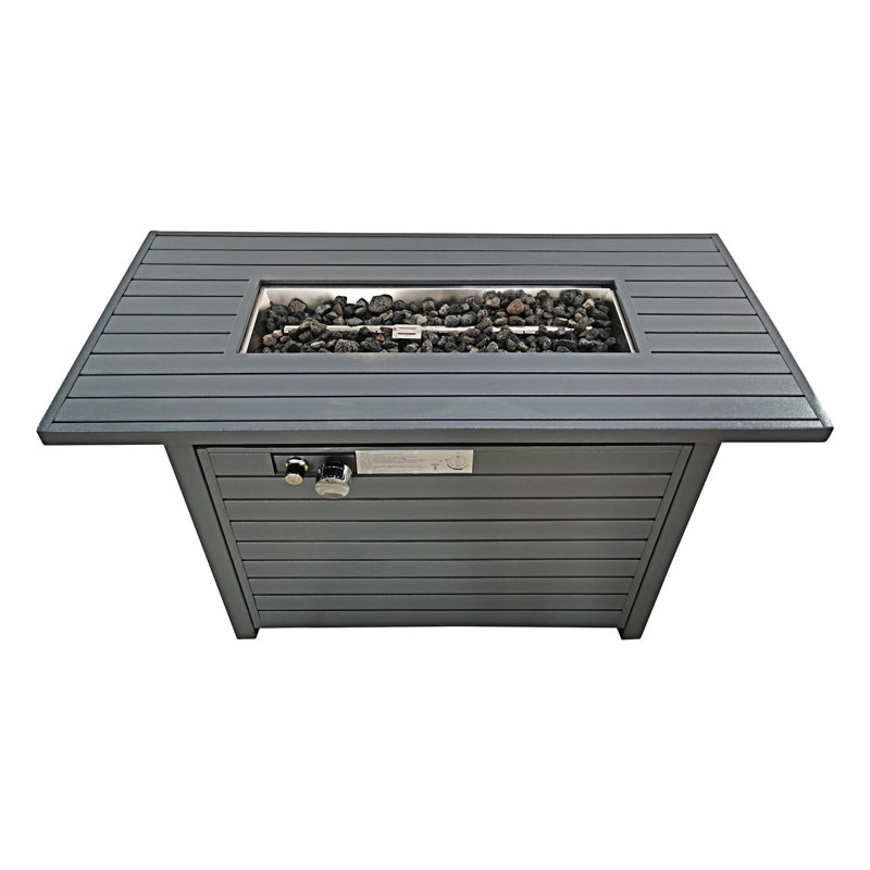 Table de foyer d'extérieur en acier avec couvercle H 25 po x l 42 po Living Source International (gris)