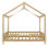 Lit de plancher avec auvent, cadre de lit simple pour enfants, cadre de lit pour enfants en forme de maison avec rampes hautes, lit d'enfant en bois avec toit, lit simple pour enfant, naturel