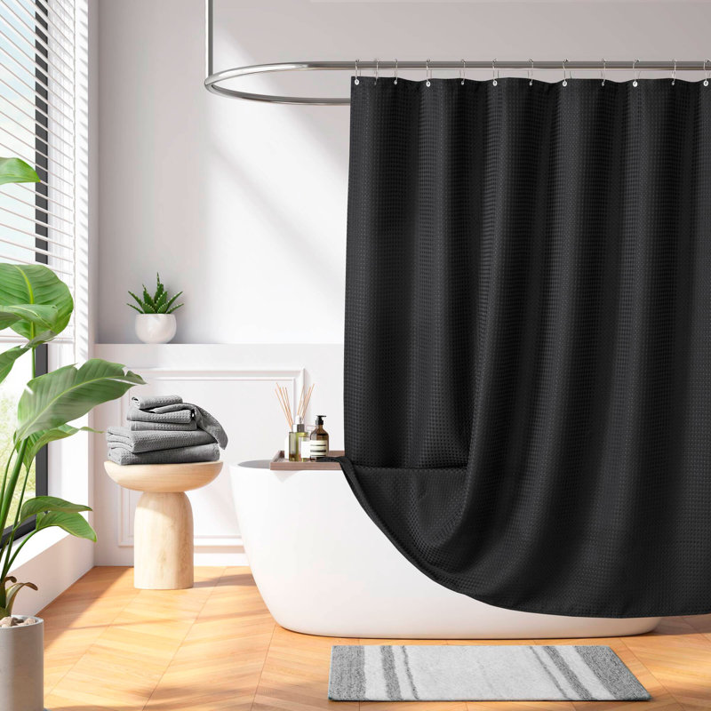 Rideau de douche Arbor Waffle, L 72 po x L 72 po, Noir, noir, noir, noir