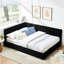 Lit double confortable avec base stable et revêtement en velours noir pour la structure du salon de la chambre