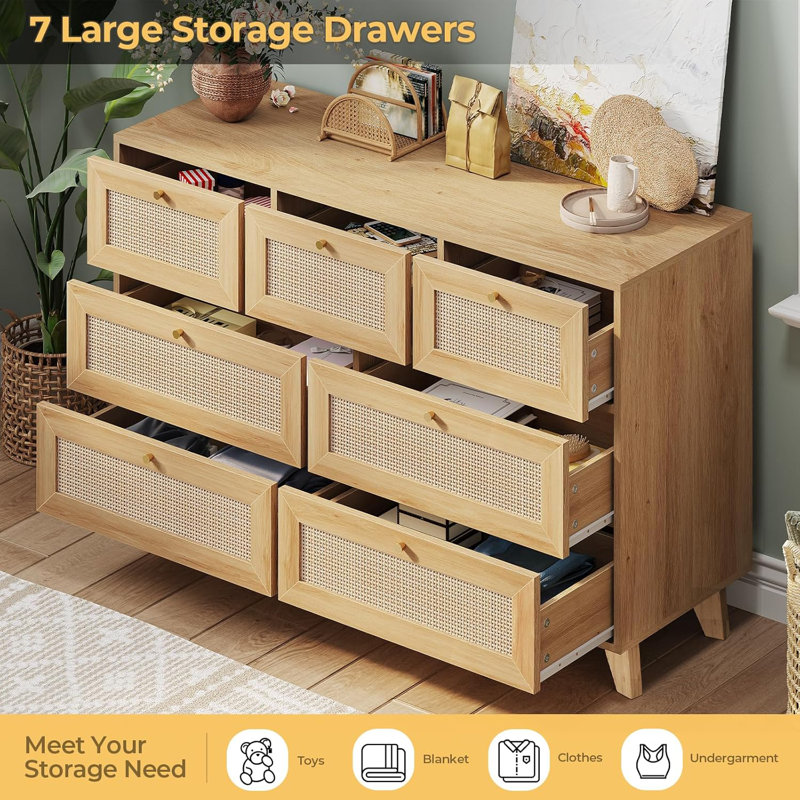 7 Drawers Dresser, Wood