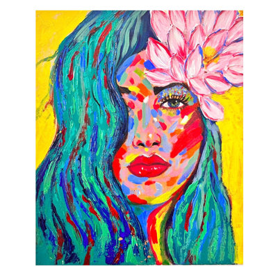 Colorful Terrific Woman Portrait | Acrylic On Canvas