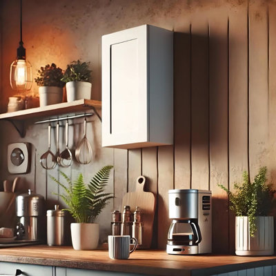 Armoire murale à une porte en bois massif blanc, tablettes réglables pour la cuisine, rangement pour le bureau - l 18 po x P 36 po, laqué, installation en bois à fermeture silencieuse avec 1 et 2 salles de bain, buanderie