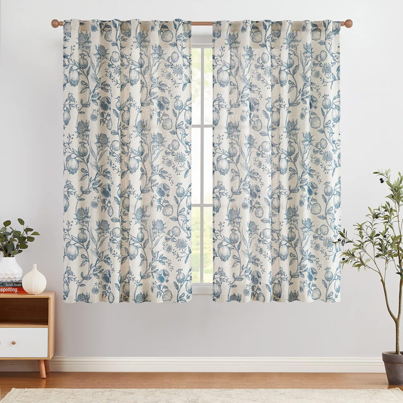 Paire de rideaux obscurcissant en lin Nathnael, L 50 po x L 63 po, Bleu