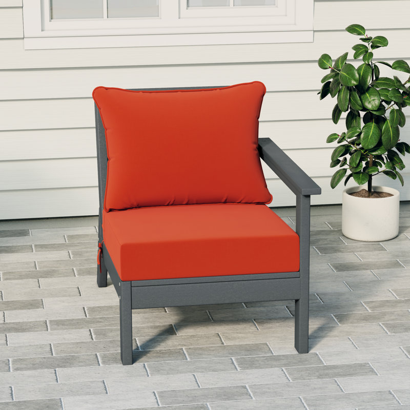 Deep Seating Right Arm Chair With Cushions, Orange, Gray