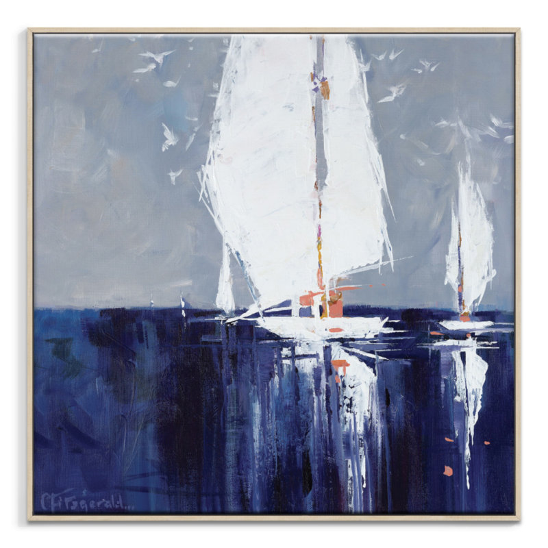 Go With The Flow by Catherine Fitzgerald - Painting on Canvas, 41cm H x 41cm W, Timber
