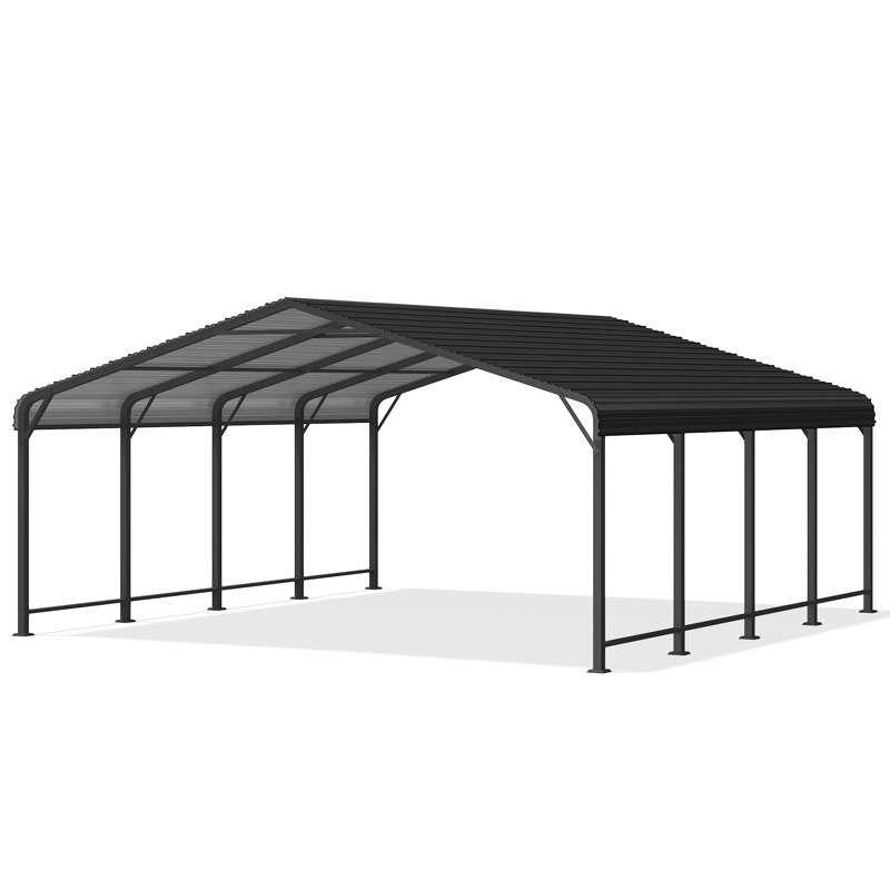 20 FT. W×20 FT. D Heavy Duty Carports with Galvanized Steel Roof, 116.4" H x 240" W x 240" D