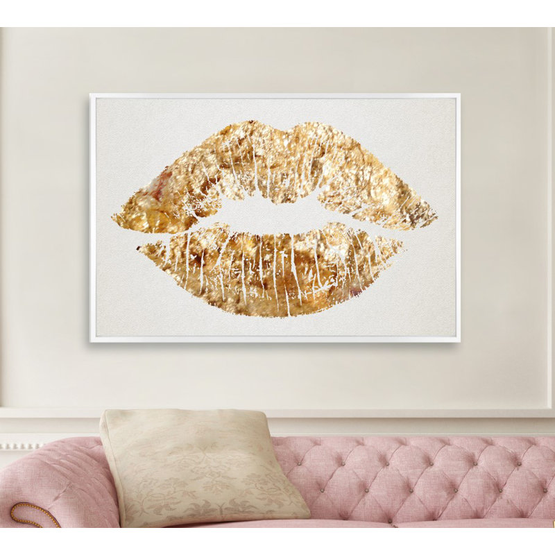 «Fashion and Glam Solid Kiss Lips - Floater Frame», reproduction d'impression sur toile, H 30 po x l 45 po x P 1,5 po