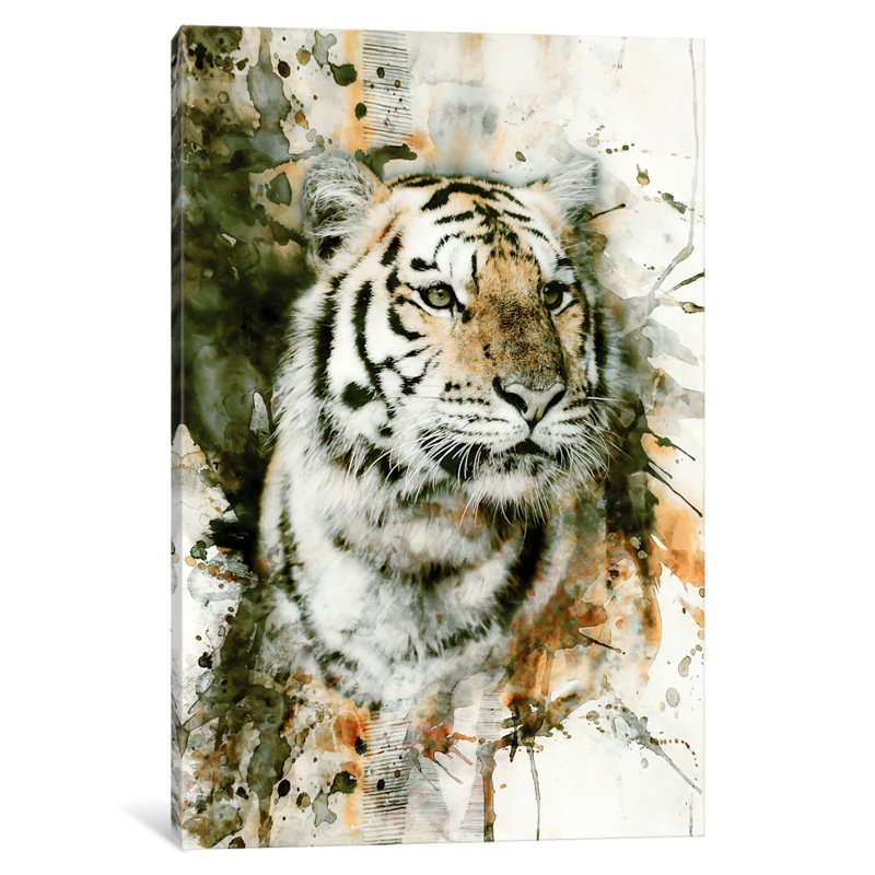 «Tiger I» par Riza Peker, reproduction sur toile, H 40 po x l 26 po x P 1,5 po, Toile tendue, Pas de tapis