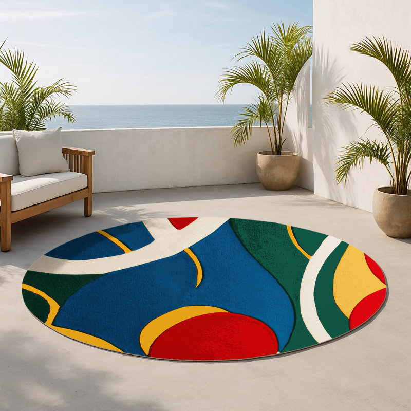 Tapis intérieur et extérieur Retro Horizon, Rond 5 pi