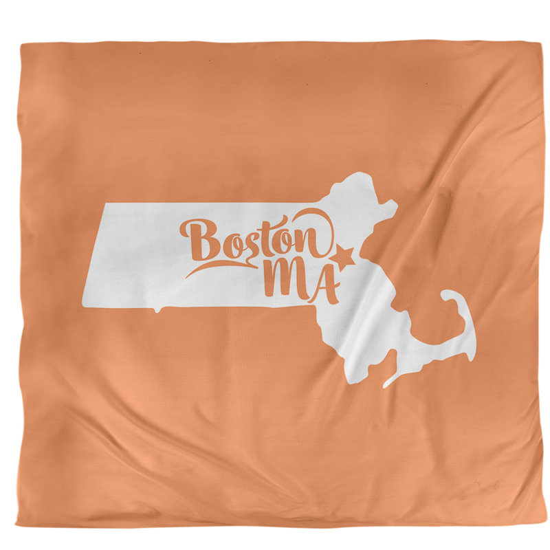 Ensemble de housse de couette boston massachusetts, Housse de couette pour très grand lit, Orange, Microfibre