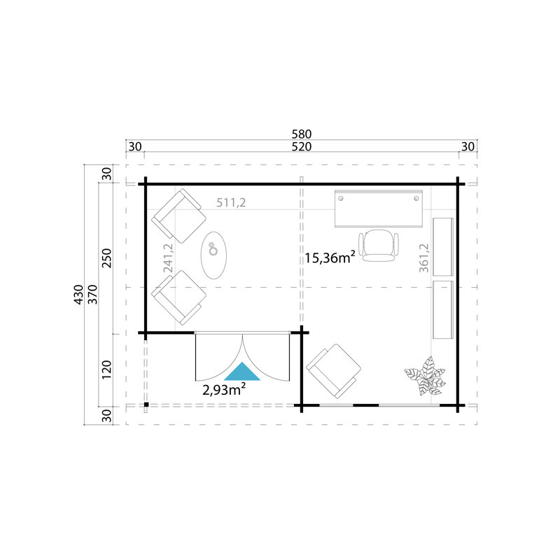 Lasita Brighton 17 x 13 Ft. Premium Log Cabin With Tempered Double Glazing (44mm), BRIGHTON 44 LIGHT GREY
