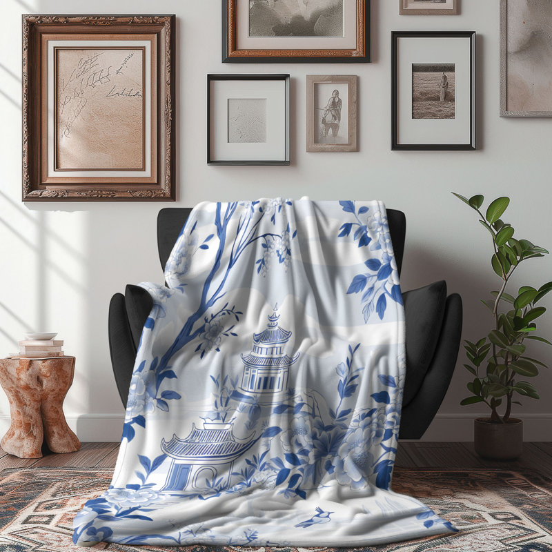 Chinoiserie Patterns - 1 pièce Sherpa Premium, Lit simple
