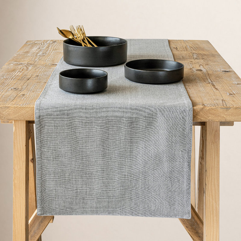 Over&Back Woven Chambray Table Runner, Gray, 18" W x 108" L