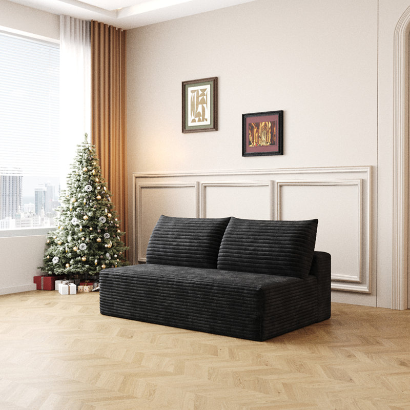 Canapé modulaire Cloud, canapé modulaire moderne avec siège profond, fauteuils rembourrés pour la chambre à coucher du salon, aucun assemblage requis, noir (tissu en velours côtelé moelleux)