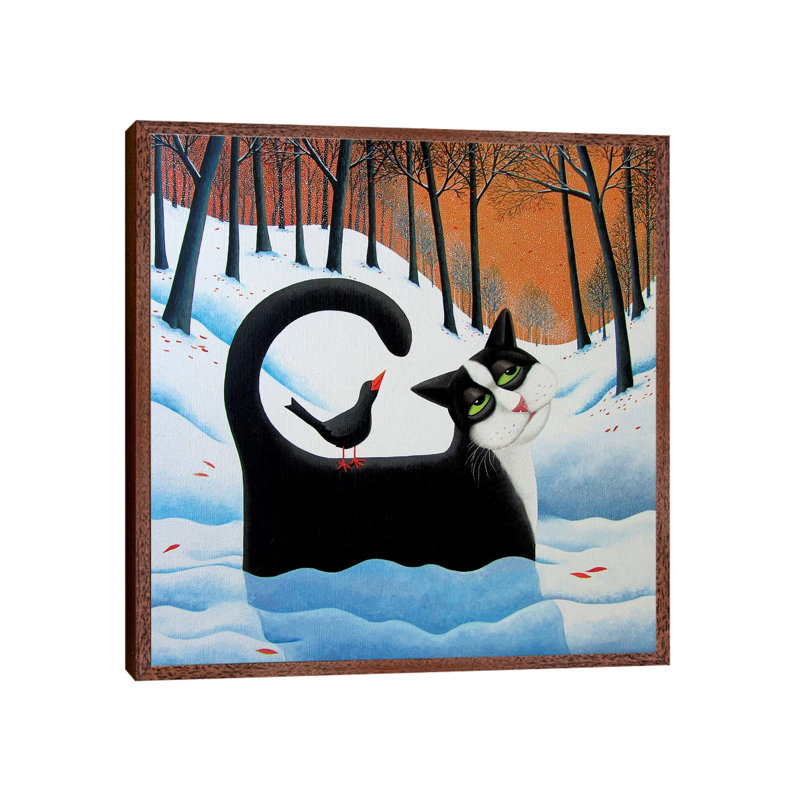 Snow Drifter by Vicky Mount - Painting on Canvas, Classic Brown Wood Framed, 45.72cm H x 45.72cm W x 3.81cm D