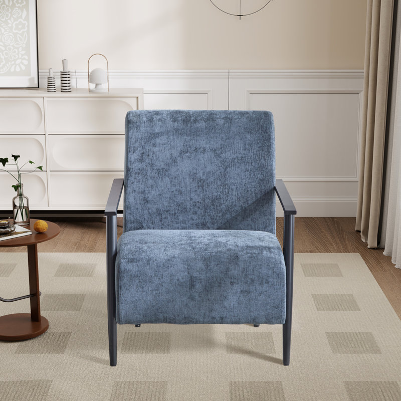 Fauteuil d'appoint rembourré avec structure en métal, Polyester gris foncé