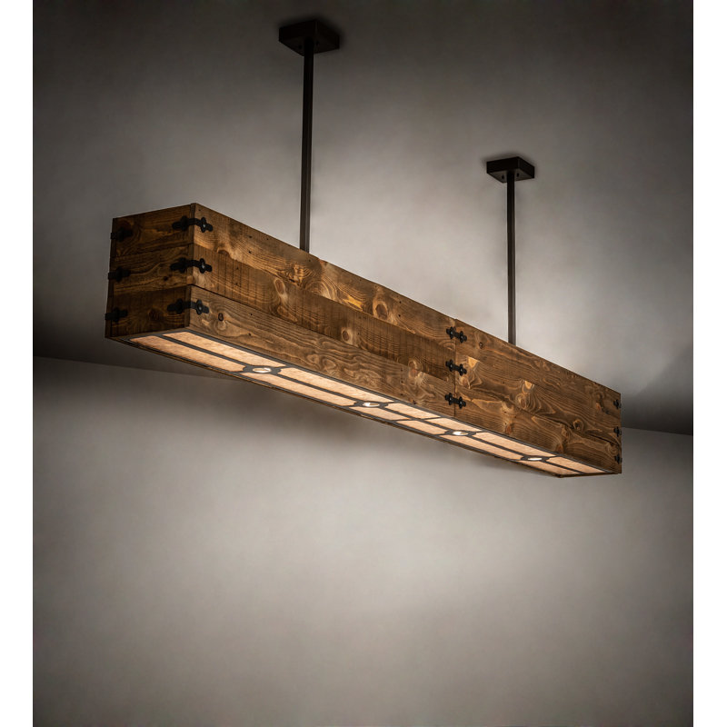 Reclaimed Wood and Bronze 12-Light Island Pendant