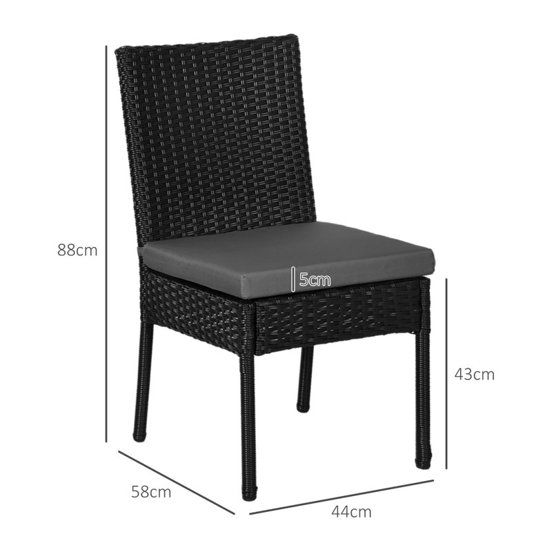 Aiven Patio Dining Side Chair with Cushion, Grey