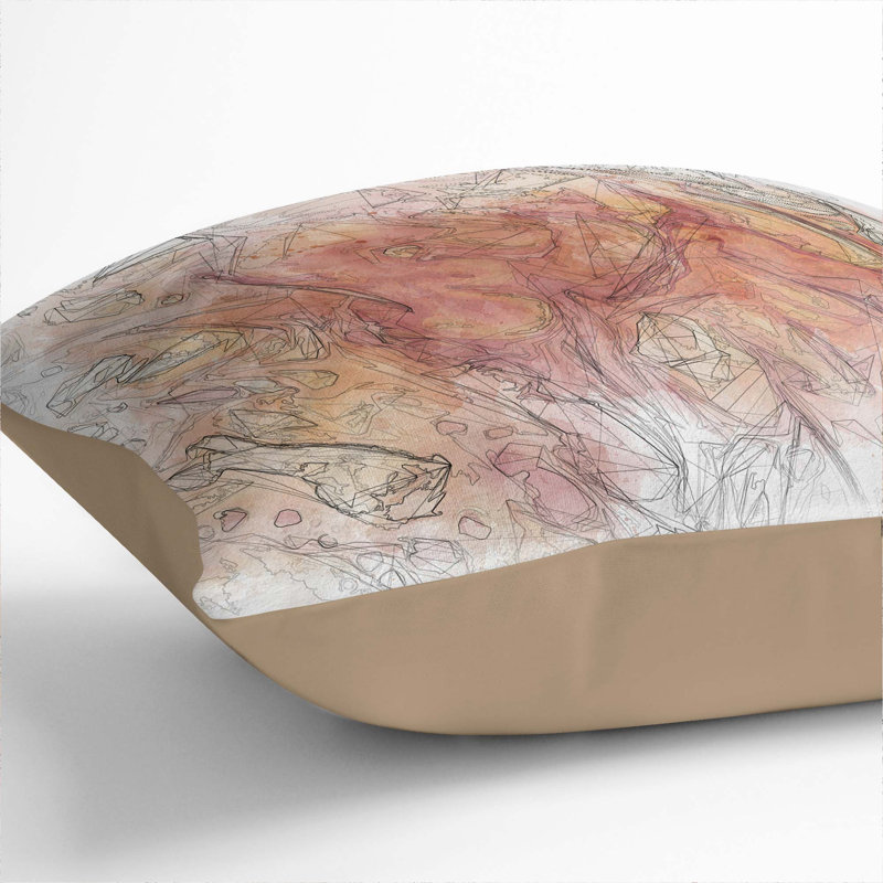 Abstract Square Throw Cushion, 40cm H x 40cm W x 15cm D, Stone