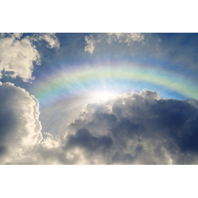 Blue Sky with Rainbow and Sun Reflection 1 Piece Wrapped Canvas Wall Art