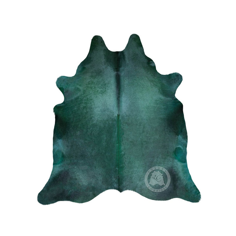 Tapis teint vert émeraude en peau de vache
