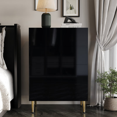 4 DRAWERS CHEST IN BLACK