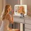 Miroir de maquillage lumineux, miroir de maquillage à DEL, trois modes d'éclairage couleur, commande tactile intelligente, miroir de coiffeuse 2-en-1-747690108