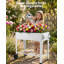 Lit de jardin surélevé 39 pouces avec roulettes, jardinière surélevée en métal avec tablette de rangement, capacité de 400 lb-438312276