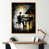 Toile avec cadre flottant or