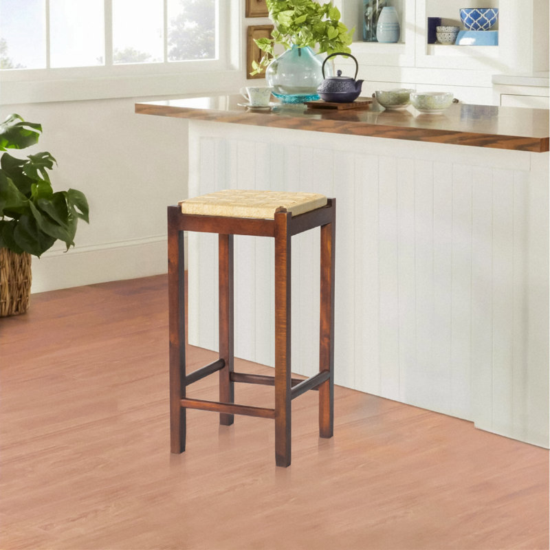 Mango Wood Barstool With Rope Weaved Seat